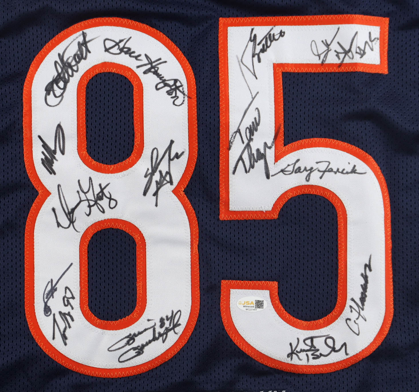 1985 Bears World Champions Highlights Jersey Team-Signed by (14) with Mike Singletary, Willlie Gault, Shaun Gayle, Stefan Humphries (JSA) at PristineAuction.com 1985 Bears World Champions Highlights Jersey Team-Signed by (14) with Mike Singletary, Willlie Gault, Shaun Gayle, Stefan Humphries (JSA) at PristineAuction.com