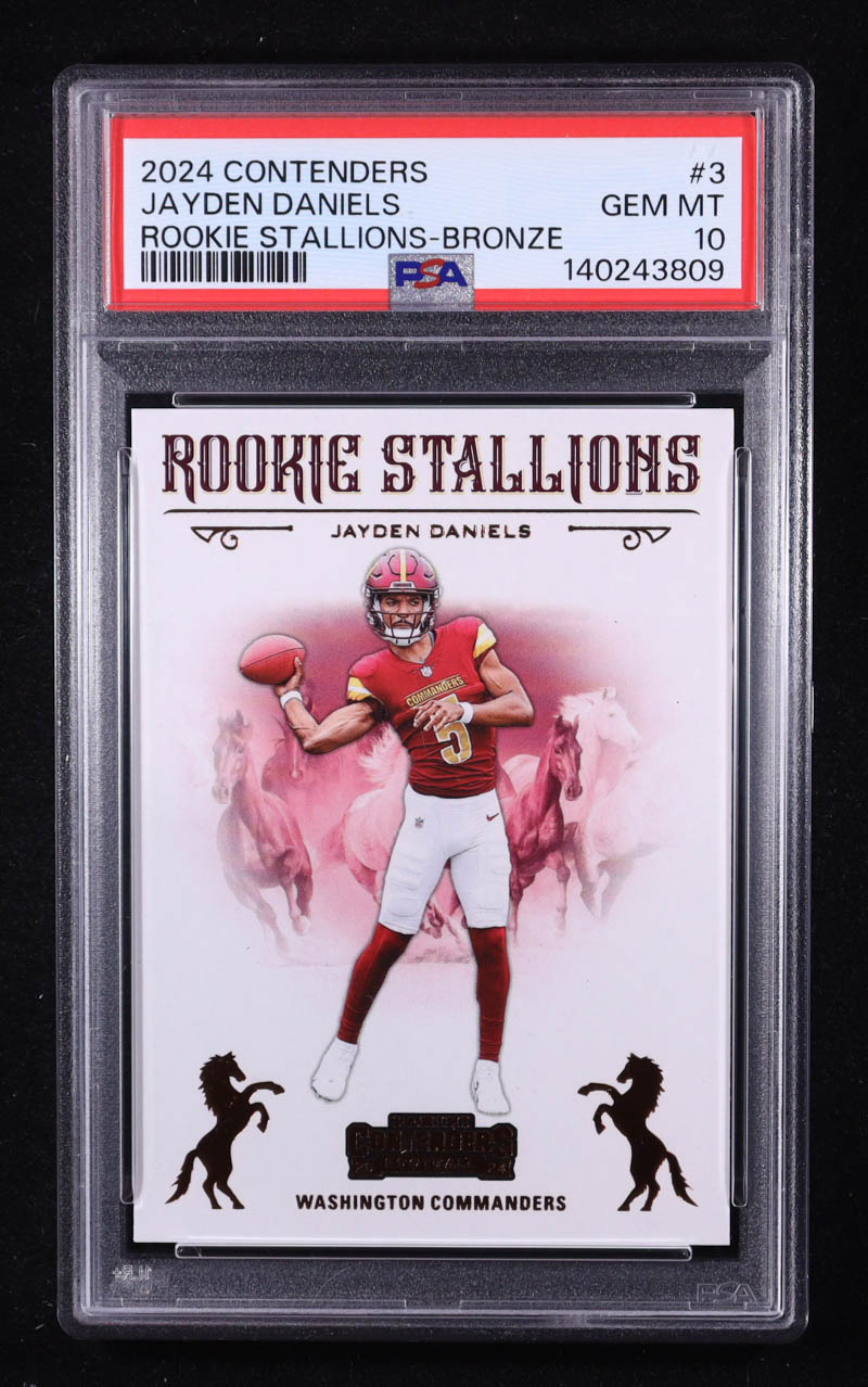 Jayden Daniels 2024 Panini Contenders Rookie Stallions Bronze #3 RC (PSA 10) at PristineAuction.com Jayden Daniels 2024 Panini Contenders Rookie Stallions Bronze #3 RC (PSA 10) at PristineAuction.com