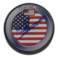 James Hagens Signed Team USA Logo Hockey Puck (JSA) at PristineAuction.com