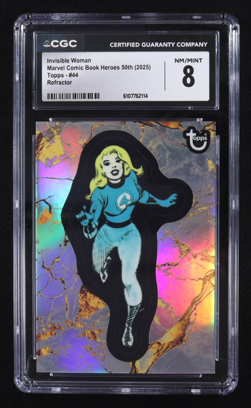 Invisible Woman 2025 Topps Marvel Comic Book Heroes 50th Refractor #44 (CGC 8) at PristineAuction.com Invisible Woman 2025 Topps Marvel Comic Book Heroes 50th Refractor #44 (CGC 8) at PristineAuction.com