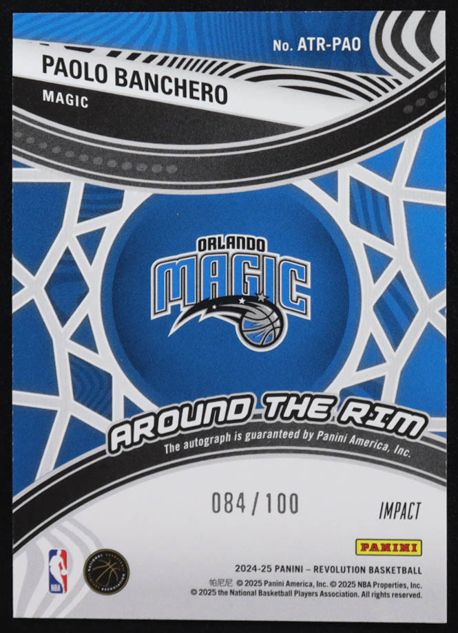 Paolo Banchero 2024-25 Panini Revolution Around the Rim Autographs Impact #10 #84/100 at PristineAuction.com Paolo Banchero 2024-25 Panini Revolution Around the Rim Autographs Impact #10 #84/100 at PristineAuction.com