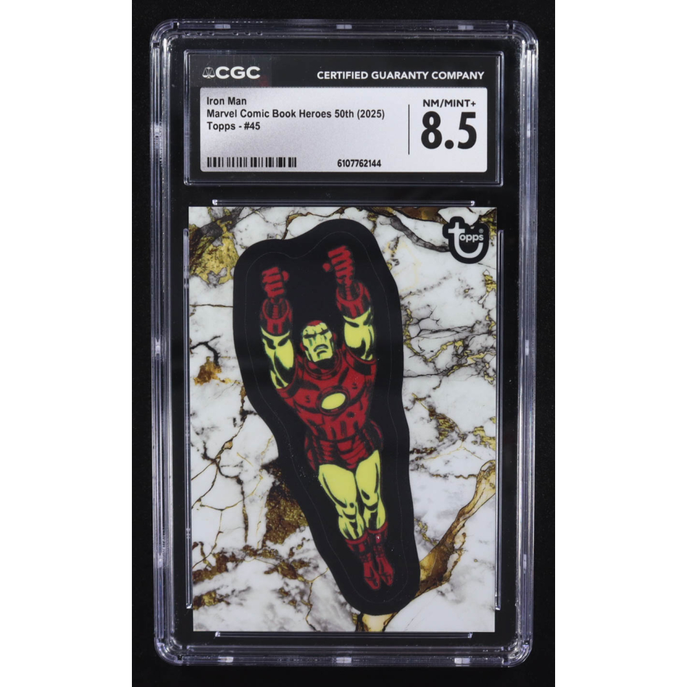 Iron Man 2025 Topps Marvel Comic Book Heroes 50th Refractor #45 (CGC 8.5) at PristineAuction.com