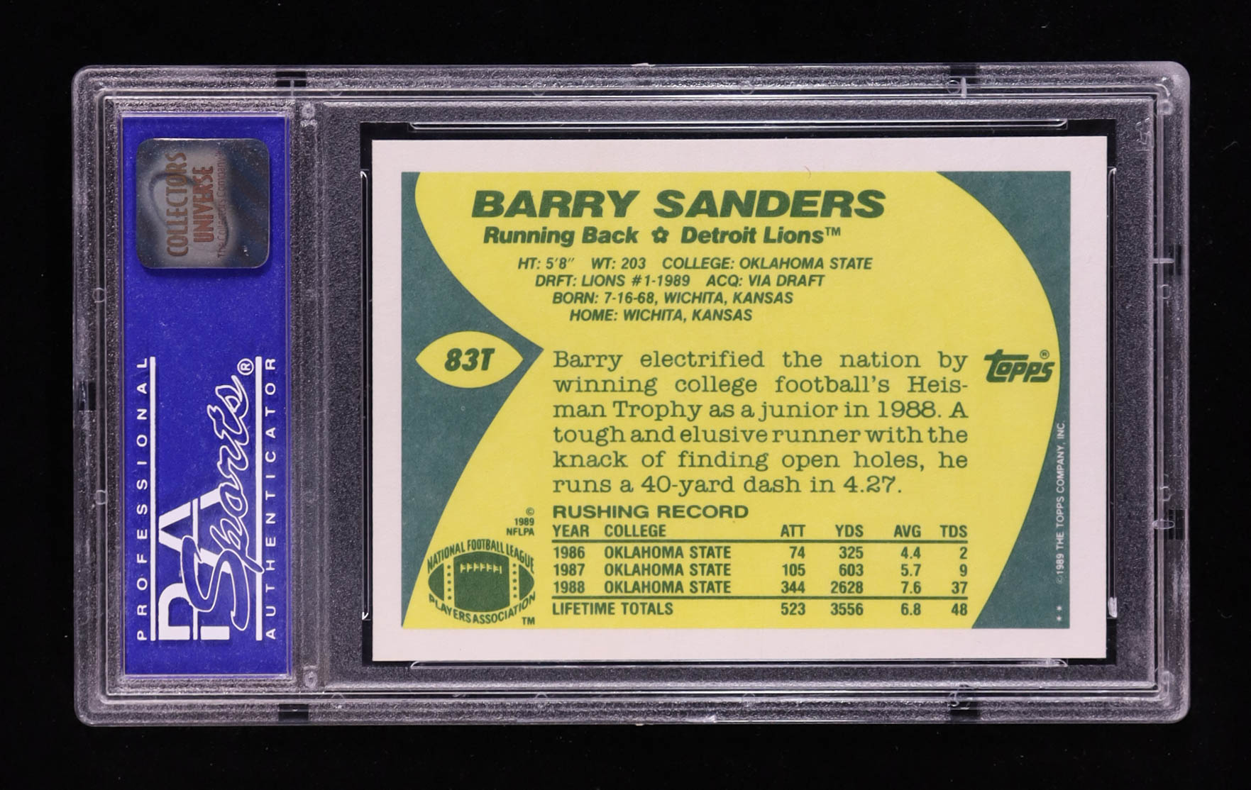 Barry Sanders 1989 Topps Traded #83T RC (PSA 9) at PristineAuction.com Barry Sanders 1989 Topps Traded #83T RC (PSA 9) at PristineAuction.com