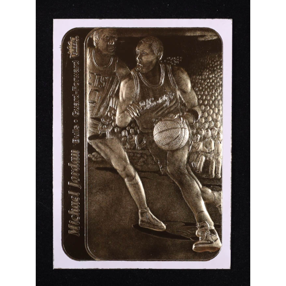 Michael Jordan 1997 Fleer 23KT Gold White Border / '86-87 Fleer Sticker at PristineAuction.com