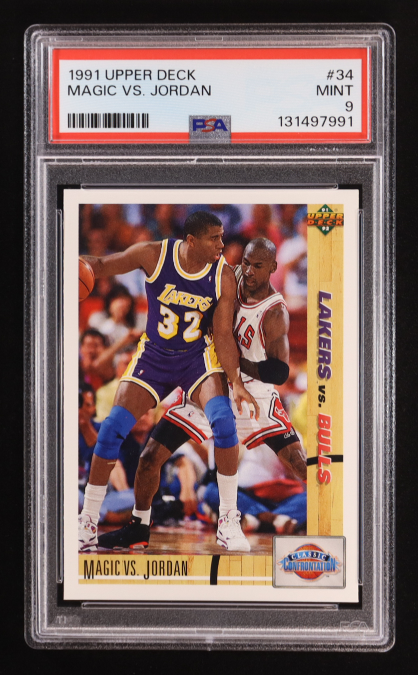 Magic Johnson / Michael Jordan 1991-92 Upper Deck #34 CC (PSA 9) at PristineAuction.com Magic Johnson / Michael Jordan 1991-92 Upper Deck #34 CC (PSA 9) at PristineAuction.com