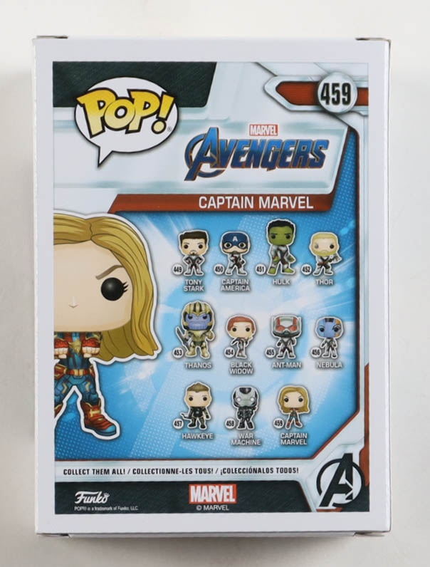 Brie Larson Signed "Avengers" #459 Captain Marvel Bobble-Head Funko Pop! Vinyl Figure Inscribed "Captain Marvel", "Carol Danvers" & "To Kill Thanos" (JSA) at PristineAuction.com Brie Larson Signed "Avengers" #459 Captain Marvel Bobble-Head Funko Pop! Vinyl Figure Inscribed "Captain Marvel", "Carol Danvers" & "To Kill Thanos" (JSA) at PristineAuction.com