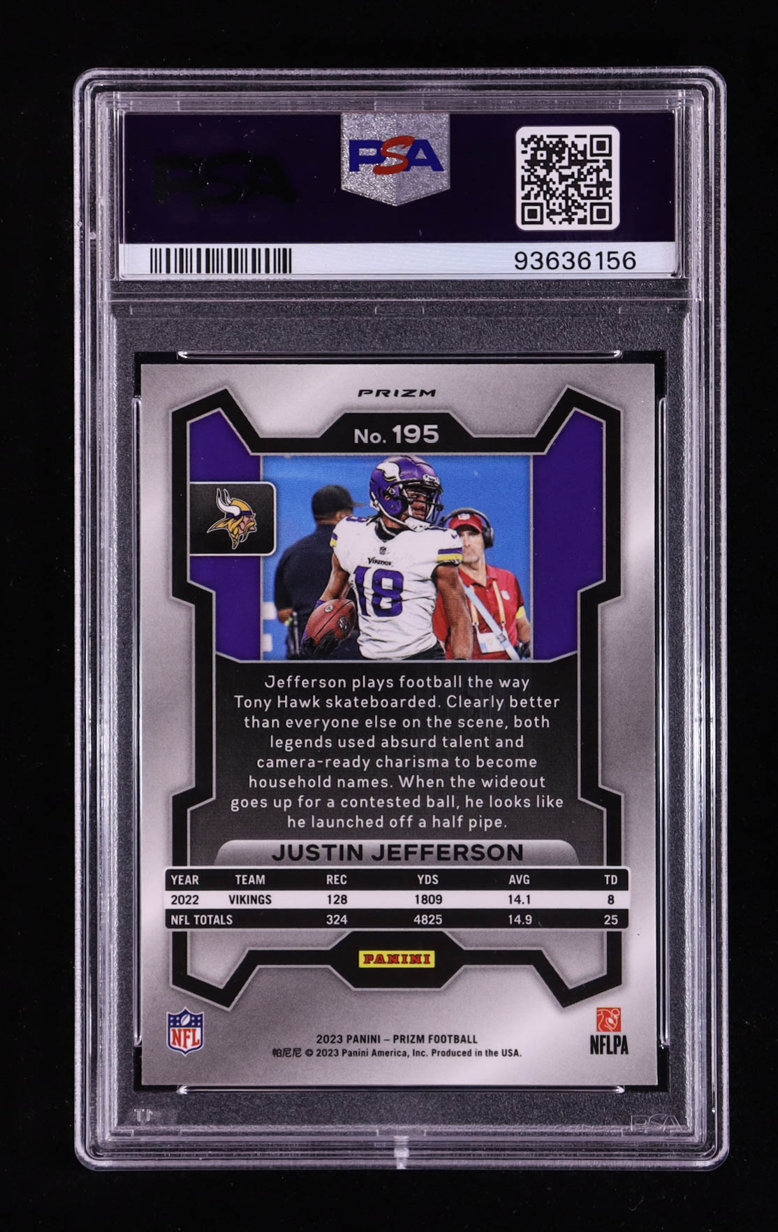 Justin Jefferson 2023 Panini Prizm Prizms Orange Disco #195 (PSA 10) at PristineAuction.com Justin Jefferson 2023 Panini Prizm Prizms Orange Disco #195 (PSA 10) at PristineAuction.com