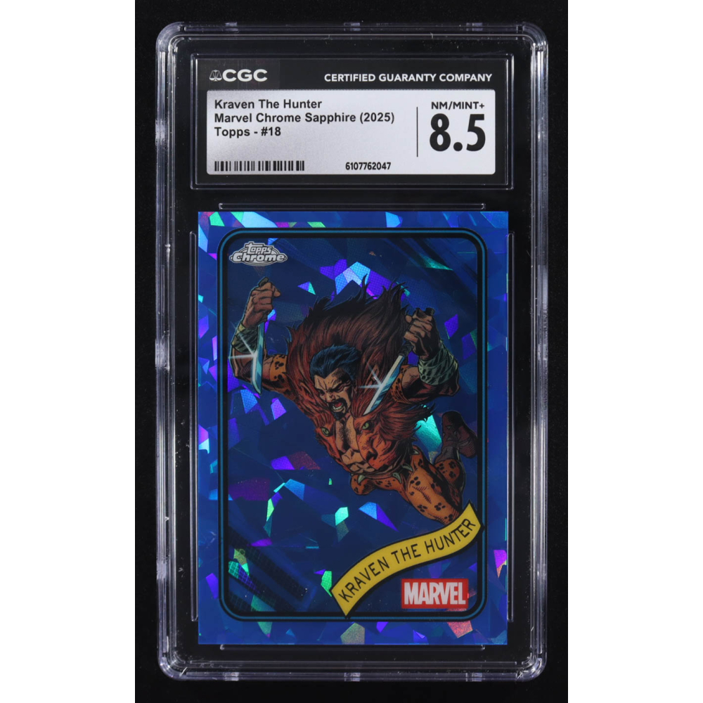 Kraven The Hunter 2025 Topps Chrome Marvel Sapphire #18 (CGC 8.5) at PristineAuction.com