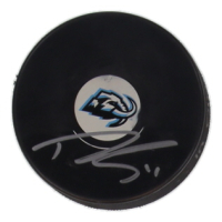 Dylan Guenther Signed Mammoth Logo Hockey Puck (JSA) at PristineAuction.com