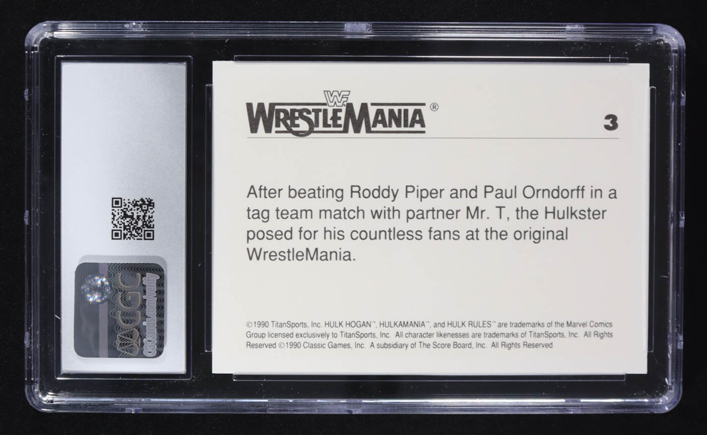 Hulk Hogan 1990 Classic WWF The History of Wrestlemania #3 (CGC 8.5) at PristineAuction.com Hulk Hogan 1990 Classic WWF The History of Wrestlemania #3 (CGC 8.5) at PristineAuction.com