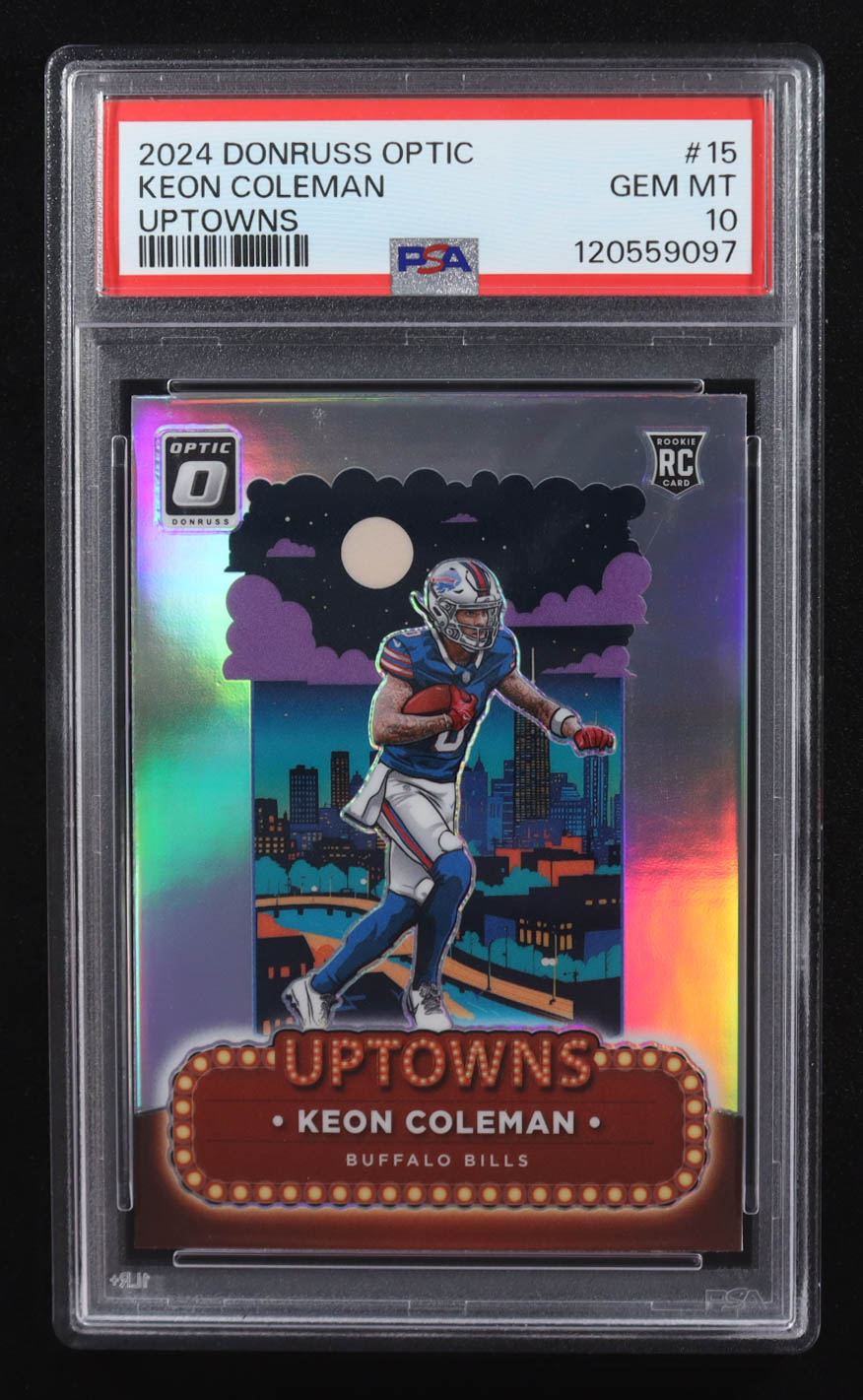 Keon Coleman 2024 Donruss Optic Uptowns #15 RC (PSA 10) at PristineAuction.com Keon Coleman 2024 Donruss Optic Uptowns #15 RC (PSA 10) at PristineAuction.com