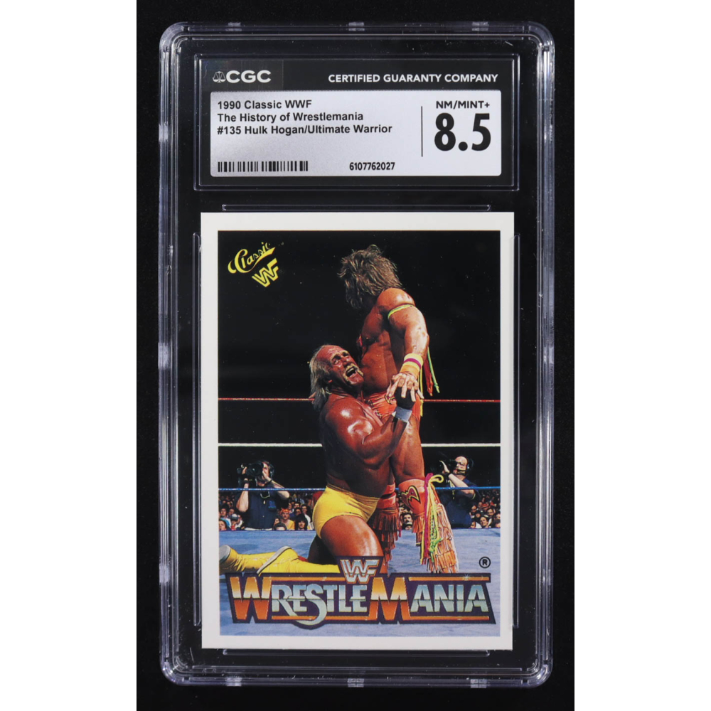 Hulk Hogan / Ultimate Warrior 1990 Classic WWF The History of Wrestlemania #135 (CGC 8.5) at PristineAuction.com
