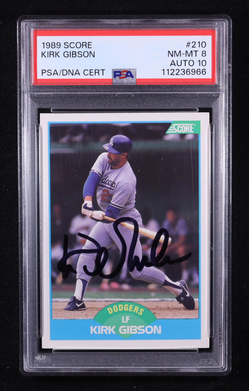 Kirk Gibson Signed 1989 Score #210 (PSA 8 | Autograph Graded 10) at PristineAuction.com Kirk Gibson Signed 1989 Score #210 (PSA 8 | Autograph Graded 10) at PristineAuction.com