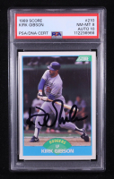 Kirk Gibson Signed 1989 Score #210 (PSA 8 | Autograph Graded 10) at PristineAuction.com