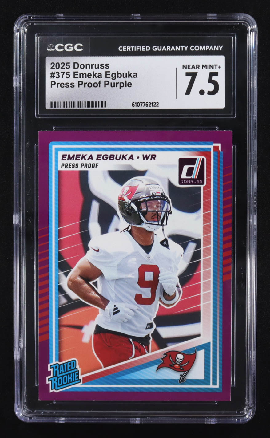 Emeka Egbuka 2025 Panini Donruss Press Proof Purple RR #375 RC (CGC 7.5) at PristineAuction.com Emeka Egbuka 2025 Panini Donruss Press Proof Purple RR #375 RC (CGC 7.5) at PristineAuction.com