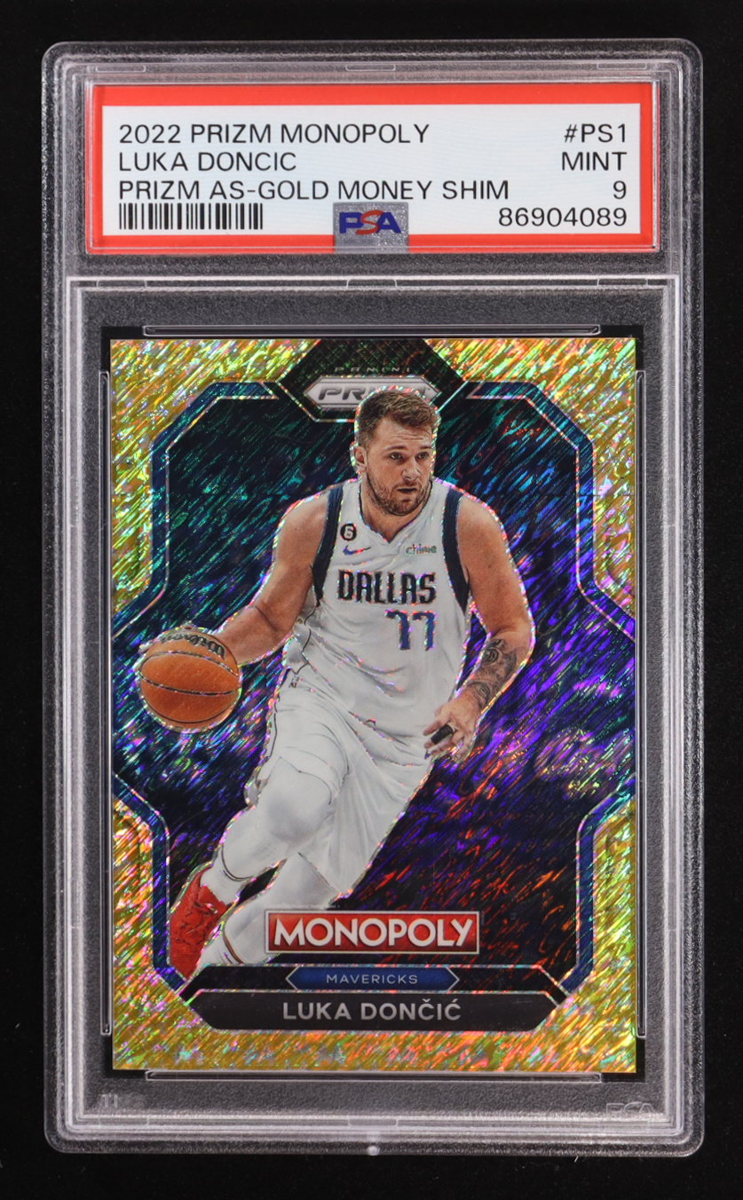 Luka Doncic 2022-23 Panini Prizm Monopoly All-Stars Gold Money Shimmer #PS1 #206/500 (PSA 9) at PristineAuction.com Luka Doncic 2022-23 Panini Prizm Monopoly All-Stars Gold Money Shimmer #PS1 #206/500 (PSA 9) at PristineAuction.com