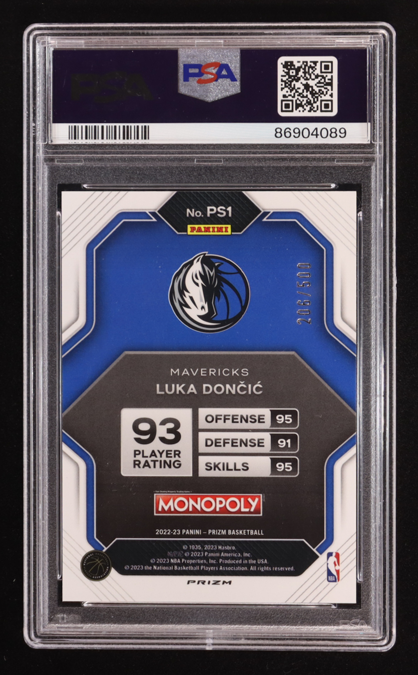Luka Doncic 2022-23 Panini Prizm Monopoly All-Stars Gold Money Shimmer #PS1 #206/500 (PSA 9) at PristineAuction.com Luka Doncic 2022-23 Panini Prizm Monopoly All-Stars Gold Money Shimmer #PS1 #206/500 (PSA 9) at PristineAuction.com