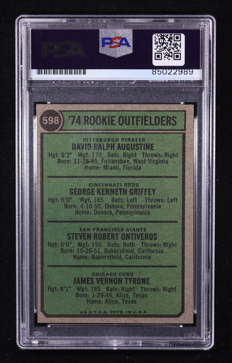 Dave Augustine / Ken Griffey / Steve Ontiveros / Jim Tyrone Signed 1974 Topps #598 Rookie Outfielders RC (PSA Encapsulated | Autograph Graded Authentic) at PristineAuction.com Dave Augustine / Ken Griffey / Steve Ontiveros / Jim Tyrone Signed 1974 Topps #598 Rookie Outfielders RC (PSA Encapsulated | Autograph Graded Authentic) at PristineAuction.com