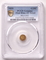 1855 California Fractional Gold 25c BG-1302 (PCGS AU Details) at PristineAuction.com