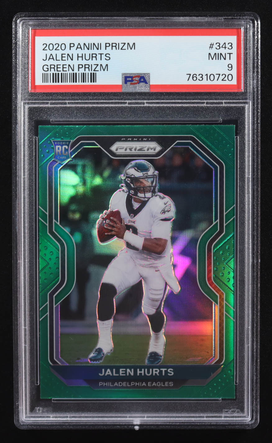 Jalen Hurts 2020 Panini Prizm Prizms Green #343 RC (PSA 9) at PristineAuction.com Jalen Hurts 2020 Panini Prizm Prizms Green #343 RC (PSA 9) at PristineAuction.com