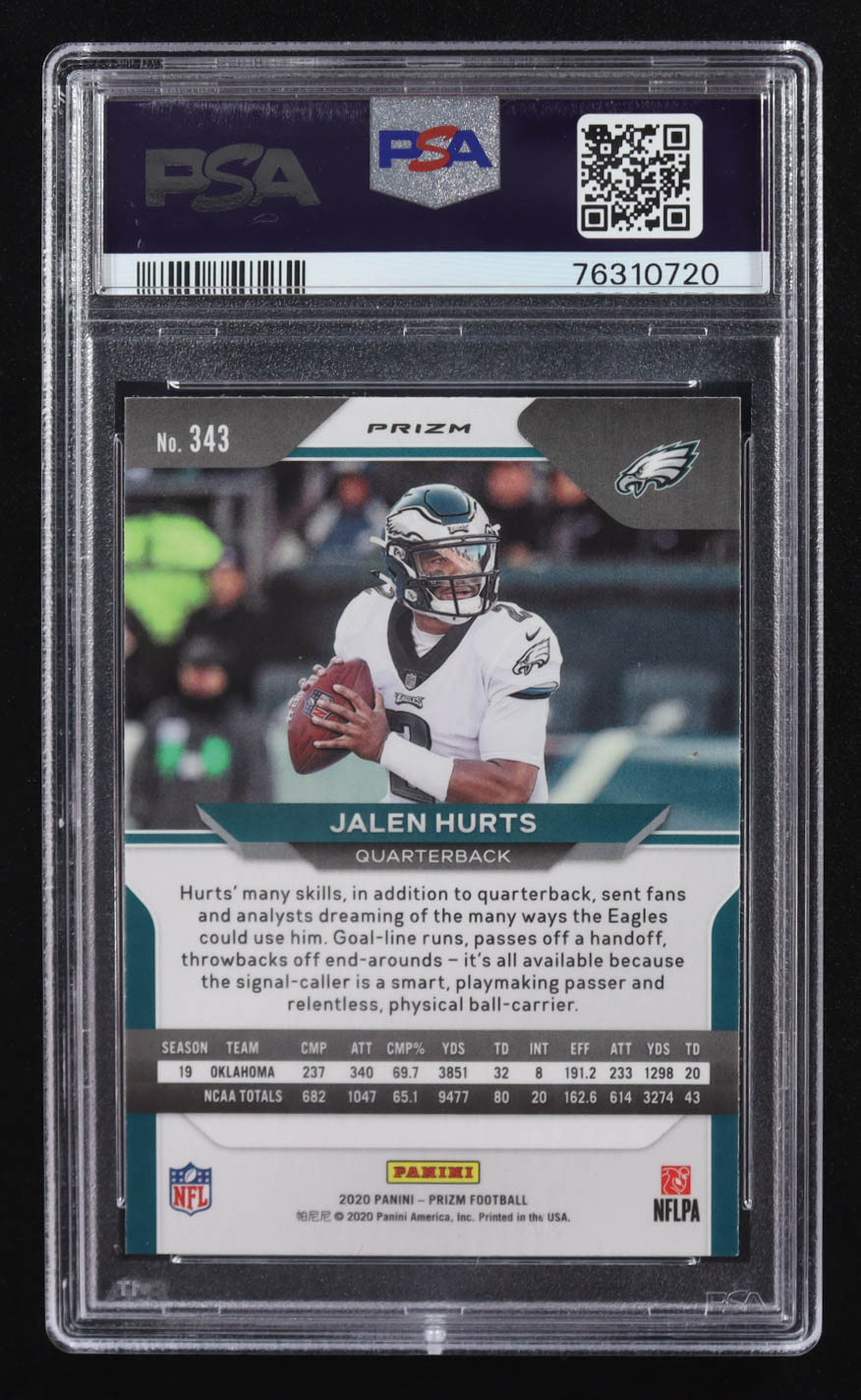 Jalen Hurts 2020 Panini Prizm Prizms Green #343 RC (PSA 9) at PristineAuction.com Jalen Hurts 2020 Panini Prizm Prizms Green #343 RC (PSA 9) at PristineAuction.com