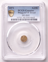 1871 California Fractional Gold 25c BG-840 (PCGS VF Details) at PristineAuction.com