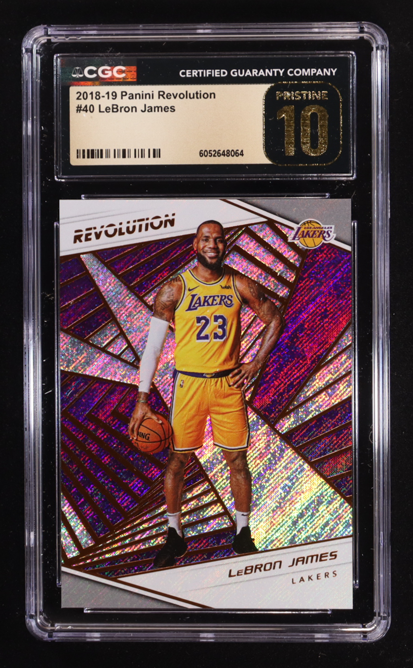 LeBron James 2018-19 Panini Revolution #40 (CGC 10 | Pristine Black Label) at PristineAuction.com LeBron James 2018-19 Panini Revolution #40 (CGC 10 | Pristine Black Label) at PristineAuction.com