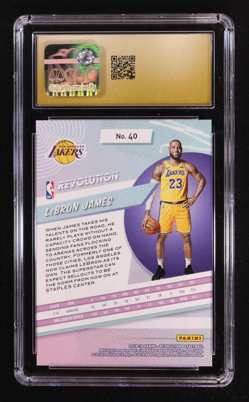 LeBron James 2018-19 Panini Revolution #40 (CGC 10 | Pristine Black Label) at PristineAuction.com LeBron James 2018-19 Panini Revolution #40 (CGC 10 | Pristine Black Label) at PristineAuction.com