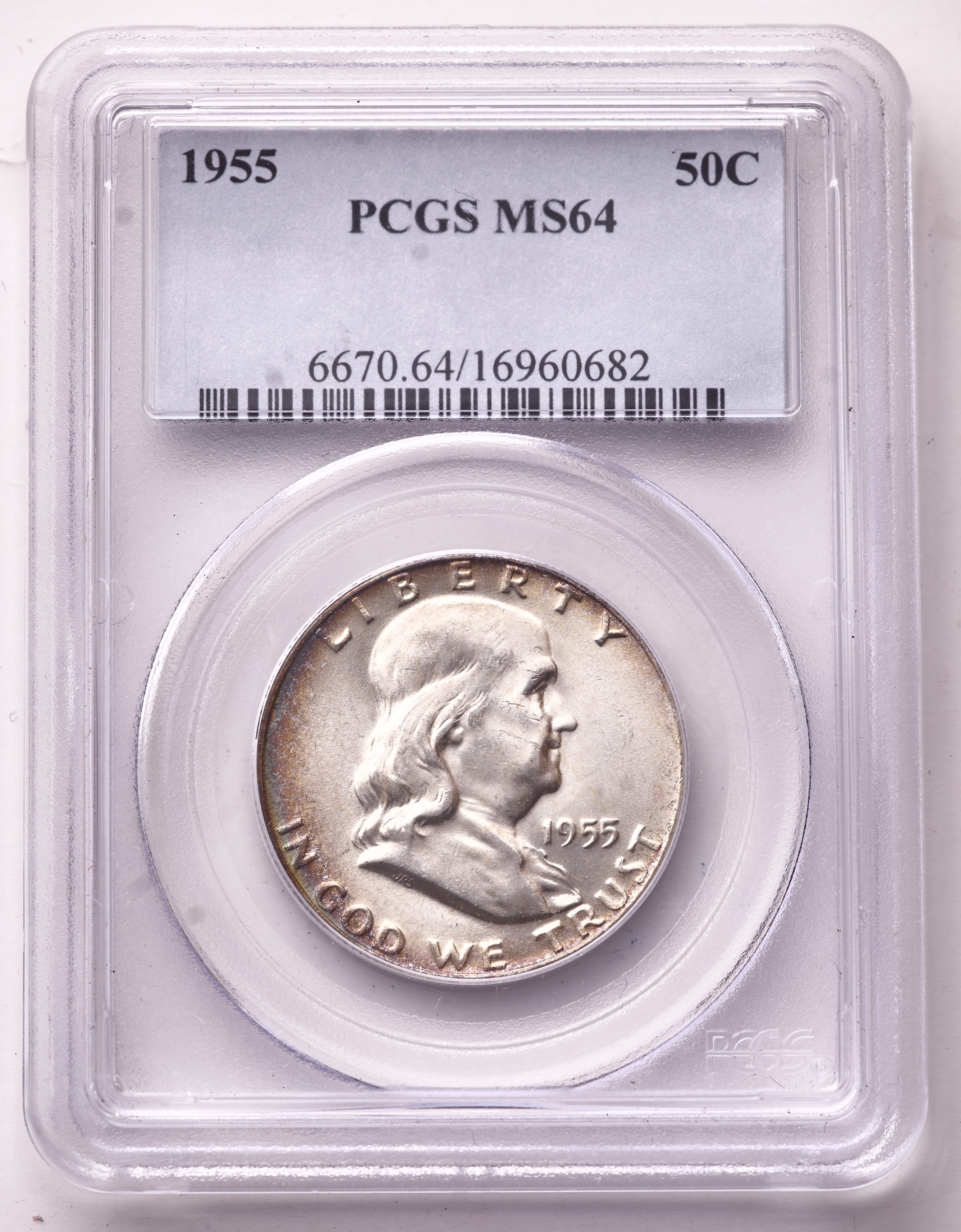 1955 Franklin Silver Half Dollar (PCGS MS64) at PristineAuction.com 1955 Franklin Silver Half Dollar (PCGS MS64) at PristineAuction.com