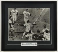 1986 World Series Champion New York Mets Custom Framed Photo Display Team-Signed by (25) with Gary Carter, Dwight Gooden, & Darryl Strawberry (JSA) at PristineAuction.com