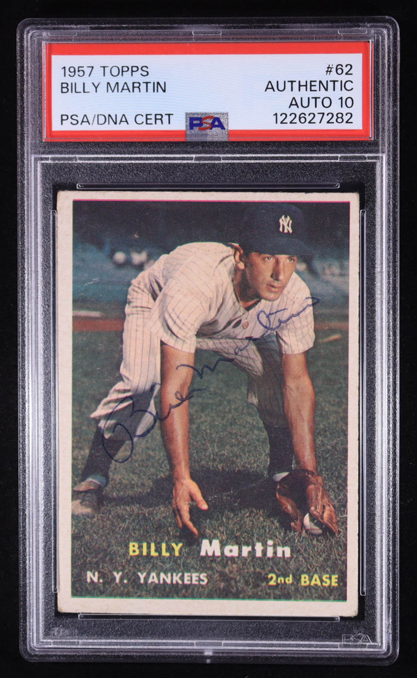 Billy Martin Signed 1957 Topps #62 (PSA Encapsulated) at PristineAuction.com Billy Martin Signed 1957 Topps #62 (PSA Encapsulated) at PristineAuction.com