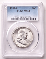 1953-S Franklin Silver Half Dollar (PCGS MS64) at PristineAuction.com