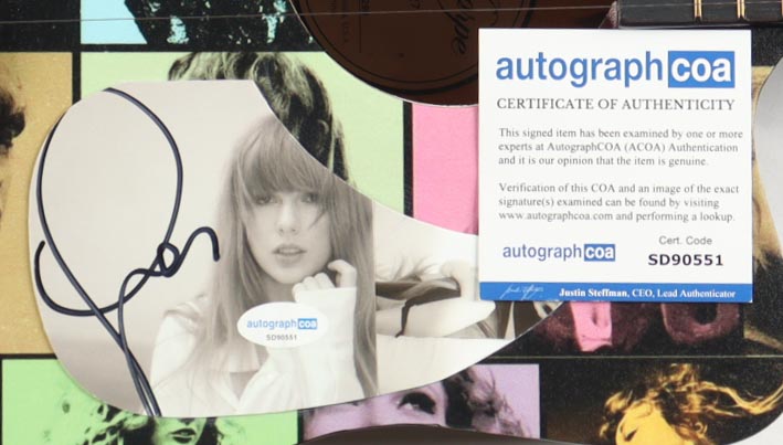 Taylor Swift Signed Guitar Custom Insert Pickguard (ACOA) at PristineAuction.com Taylor Swift Signed Guitar Custom Insert Pickguard (ACOA) at PristineAuction.com