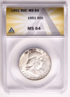 1951 Franklin Silver Half Dollar (ANACS MS64) at PristineAuction.com