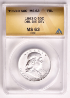 1963-D Franklin Silver Half Dollar Doubled Die Obverse (ANACS MS63 Full Bell Line) at PristineAuction.com