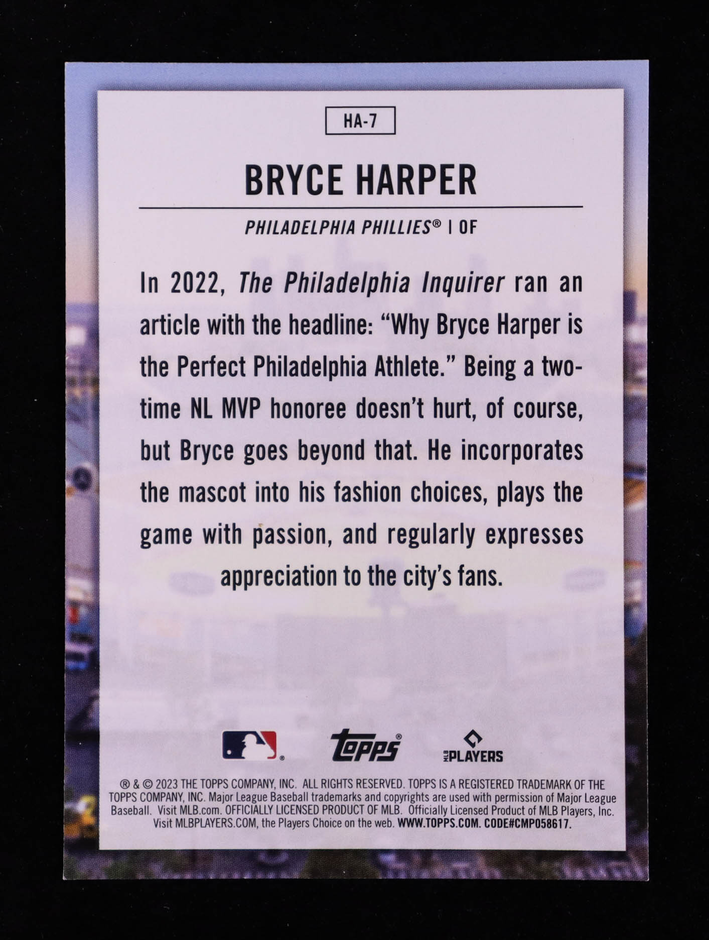 Bryce Harper 2023 Topps Home Field Advantage #HA7 at PristineAuction.com Bryce Harper 2023 Topps Home Field Advantage #HA7 at PristineAuction.com