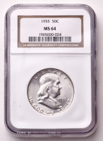 1955 Franklin Silver Half Dollar (NGC MS64) at PristineAuction.com