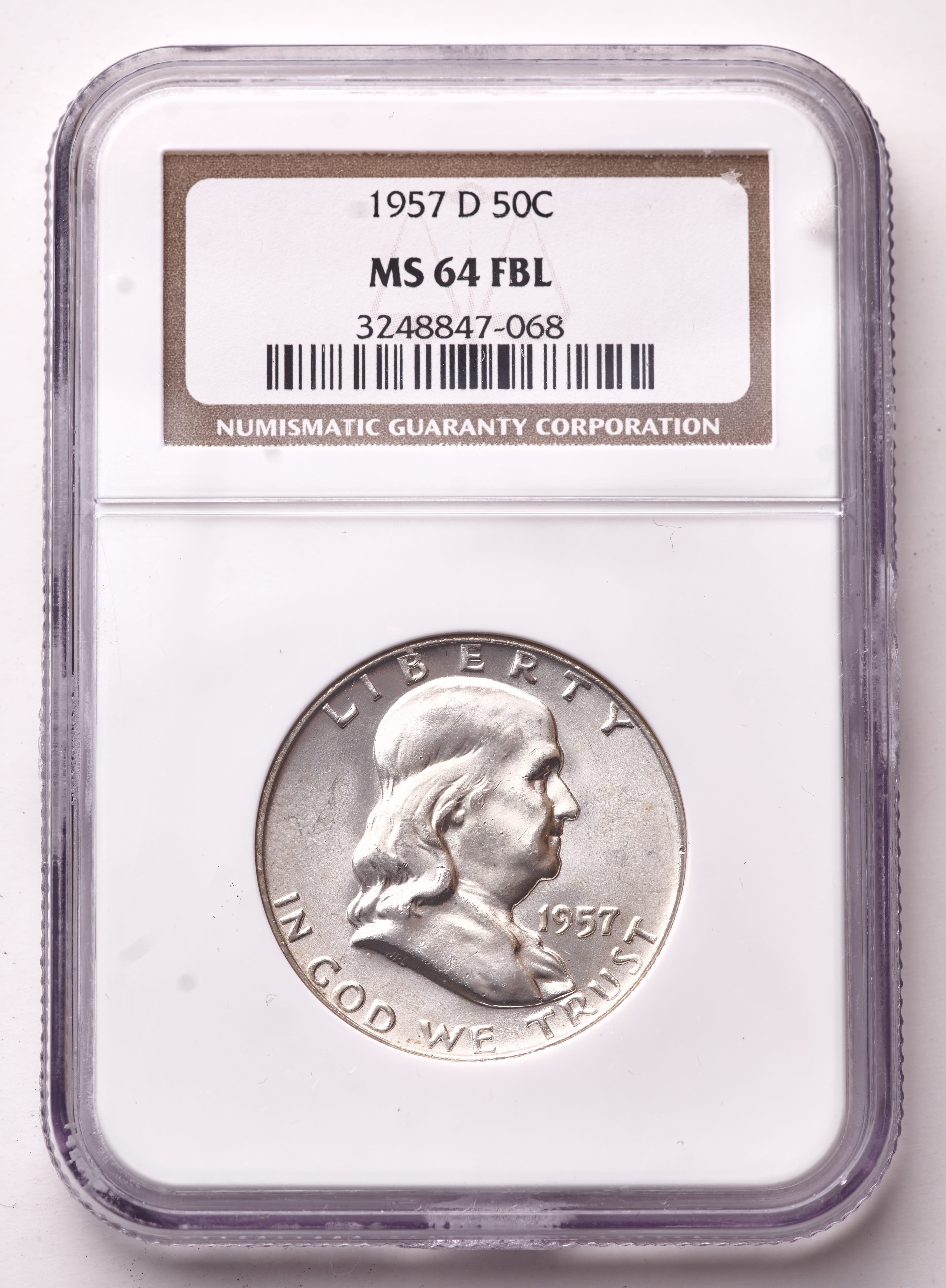 1957-D Franklin Silver Half Dollar (NGC MS64 Full Bell Line) at PristineAuction.com 1957-D Franklin Silver Half Dollar (NGC MS64 Full Bell Line) at PristineAuction.com