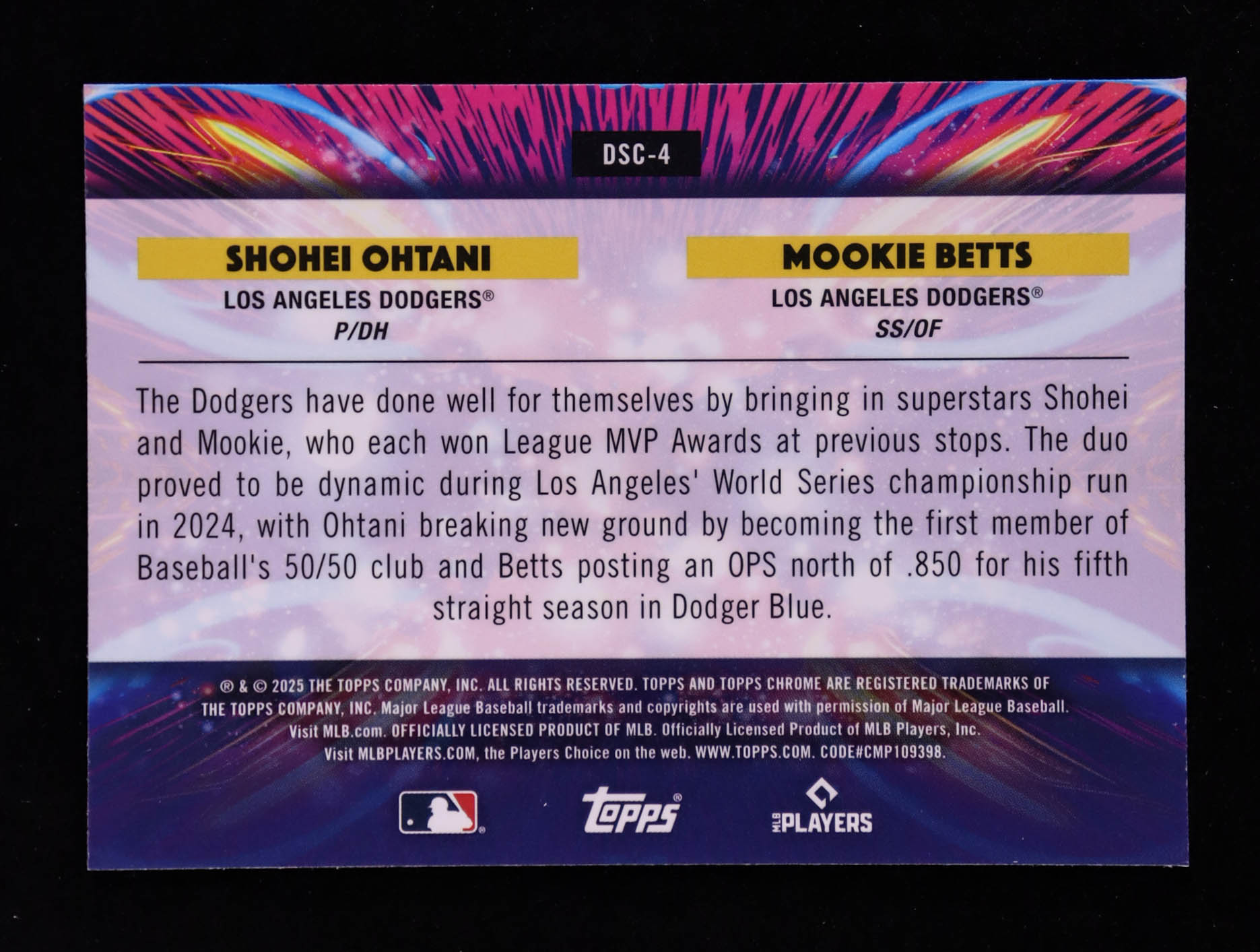 Mookie Betts / Shohei Ohtani 2025 Topps Cosmic Chrome Dual Star Clusters #DSC4 at PristineAuction.com Mookie Betts / Shohei Ohtani 2025 Topps Cosmic Chrome Dual Star Clusters #DSC4 at PristineAuction.com
