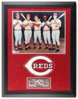 "Big Red Machine" Custom Framed Photo Display with Jumbo Team Patch & Name Plaque Signed by (5) with Pete Rose, Johnny Bench, Tony Perez, Joe Morgan (MLB & Mounted Memories) at PristineAuction.com