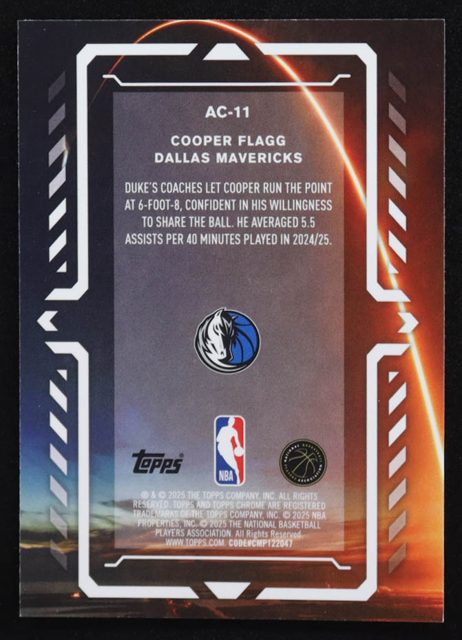 Cooper Flagg 2025-26 Topps Chrome Activators #AC11 RC at PristineAuction.com Cooper Flagg 2025-26 Topps Chrome Activators #AC11 RC at PristineAuction.com