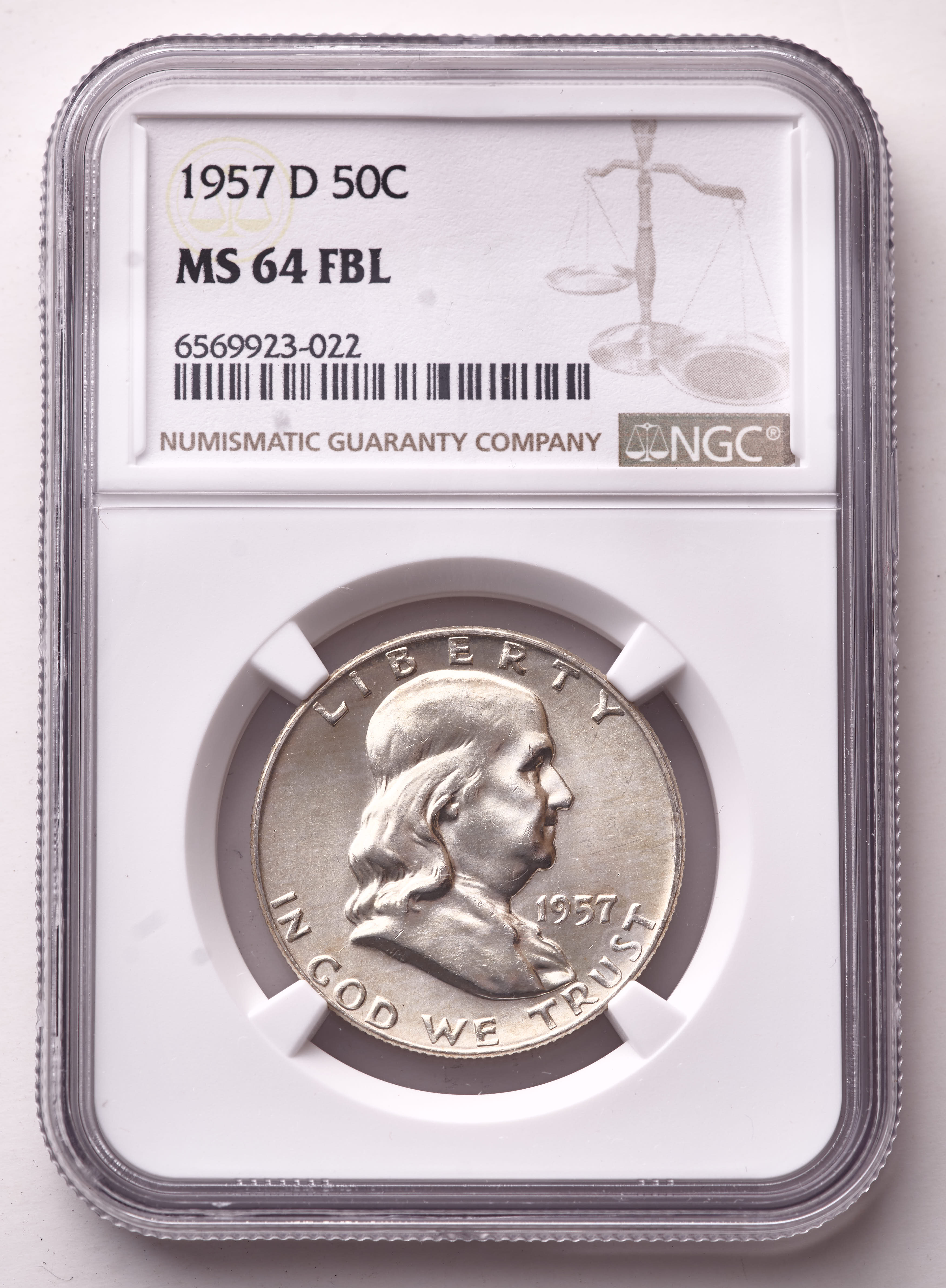 1957-D Franklin Silver Half Dollar (NGC MS64 Full Bell Line) at PristineAuction.com 1957-D Franklin Silver Half Dollar (NGC MS64 Full Bell Line) at PristineAuction.com