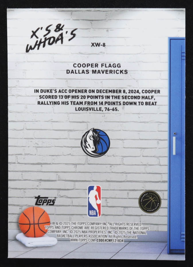 Cooper Flagg 2025-26 Topps Chrome Xs And Whoas #XW8 RC at PristineAuction.com Cooper Flagg 2025-26 Topps Chrome Xs And Whoas #XW8 RC at PristineAuction.com