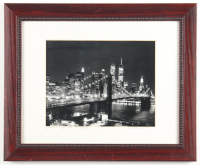 "Brooklyn Bridge at Night" by Serge Lurie Custom Framed Photo at PristineAuction.com