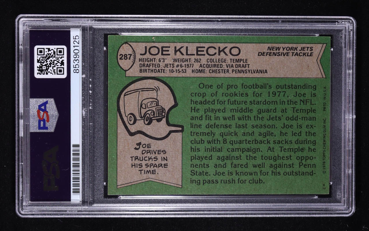 Joe Klecko Signed 1978 Topps Inscribed "HOF 23" #287 RC (PSA) at PristineAuction.com Joe Klecko Signed 1978 Topps Inscribed "HOF 23" #287 RC (PSA) at PristineAuction.com
