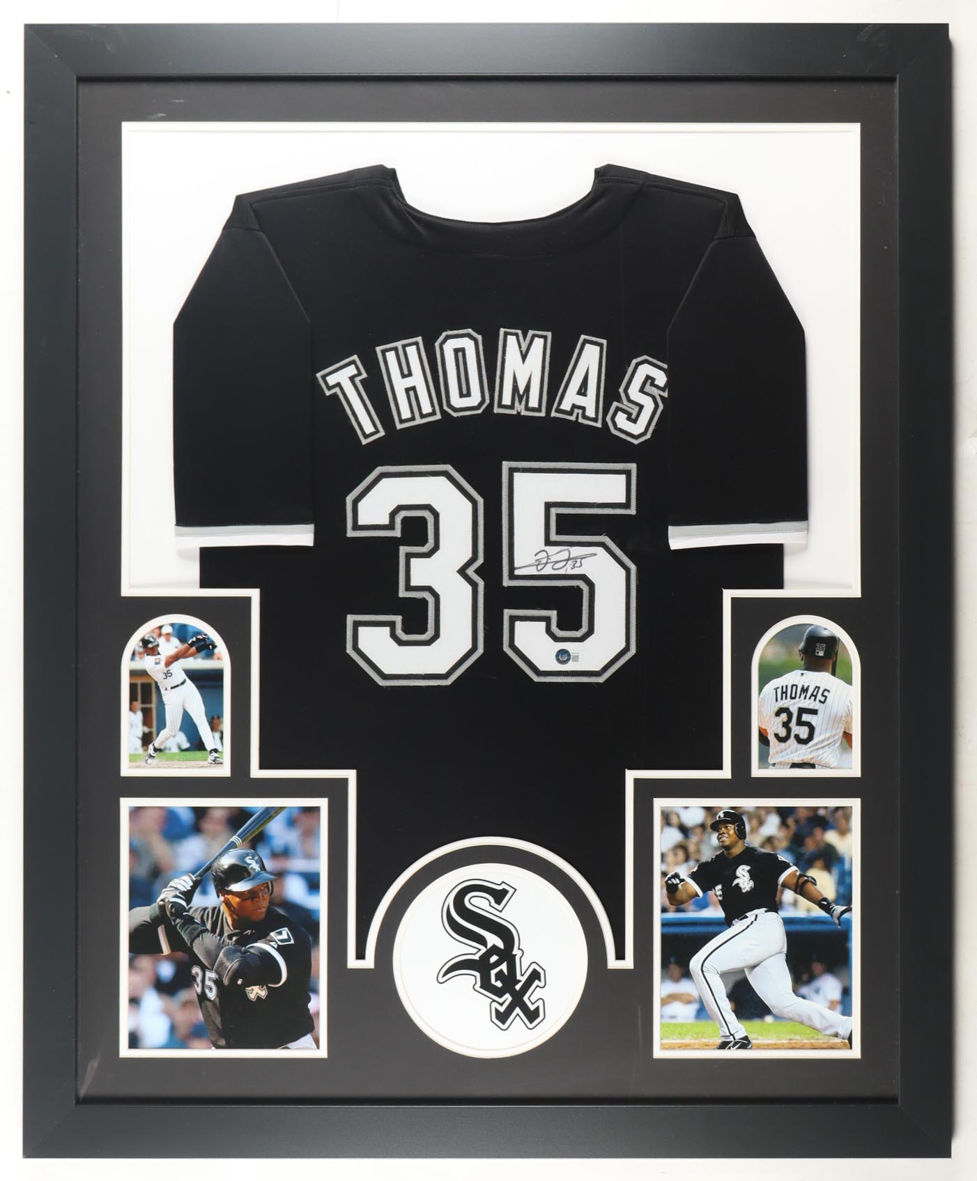 Frank Thomas Signed Custom Framed Jersey Display with Photos (Beckett) at PristineAuction.com Frank Thomas Signed Custom Framed Jersey Display with Photos (Beckett) at PristineAuction.com
