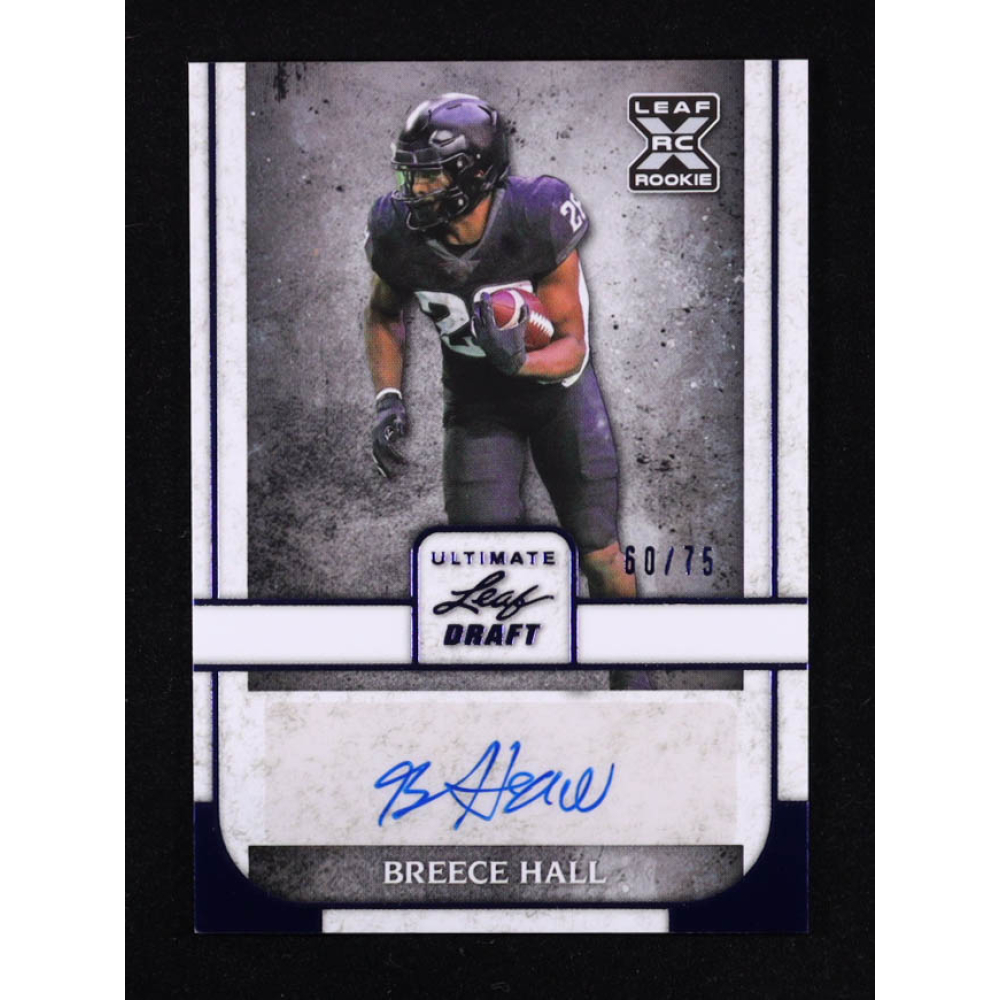 Breece Hall 2022 Leaf Ultimate Draft Autographs Purple #60/75 RC at PristineAuction.com