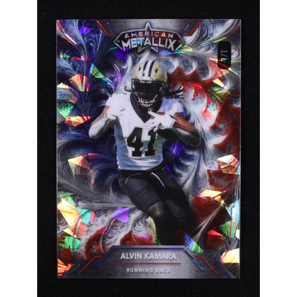 Alvin Kamara 2023 Wild Card American Metallix RWB Crystal #WMFAK #1/1 at PristineAuction.com
