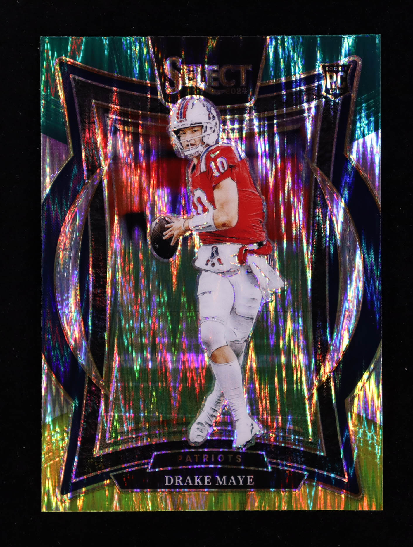 Drake Maye 2024 Select Prizm Green and Yellow Shock #27 RC at PristineAuction.com Drake Maye 2024 Select Prizm Green and Yellow Shock #27 RC at PristineAuction.com