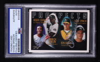 Roger Cedeno / Derrick Gibson / Ben Grieve / Shane Spencer Signed 1996 Topps Prospects Outfielders #436 RC (PSA) at PristineAuction.com